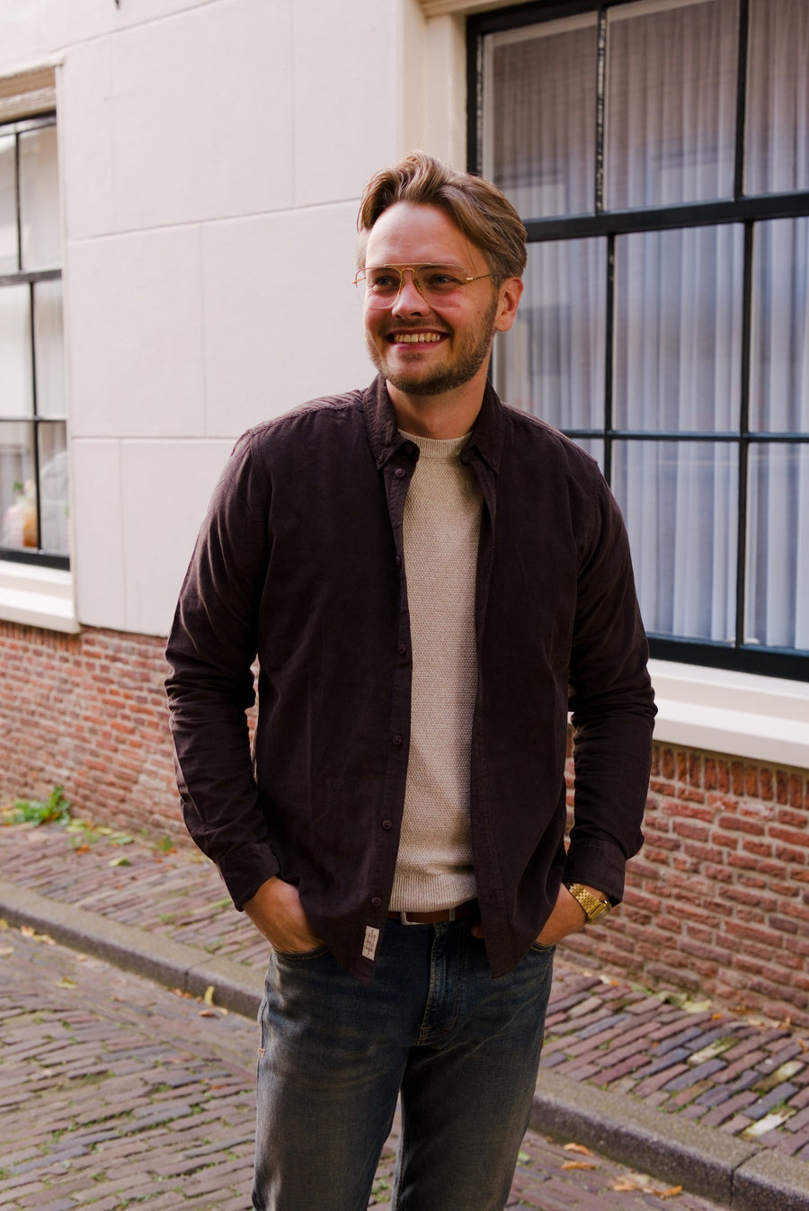Bekir Shirt in Mulch — Topics Fashion fotoshoot met Sjors en Sandra